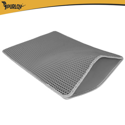 Kattenbakmat XXL 75 x 55 cm – Dubbele Laag Honingraat – Kattenbak Uitloopmat – Waterdicht – Antislip – Grijs