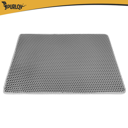 Kattenbakmat XXL 75 x 55 cm – Dubbele Laag Honingraat – Kattenbak Uitloopmat – Waterdicht – Antislip – Grijs