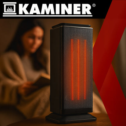 Kaminer Lumni 2.0 Elektrische Keramische Kachel – 2000W – Met Thermostaat, Timer & Afstandsbediening – Energiezuinige PTC Verwarming – Zwart
