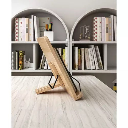 Boekensteun Bamboe – Duurzame Boekenstandaard en Tablet Houder - Houten Receptenboekhouder voor Keuken en Bureau