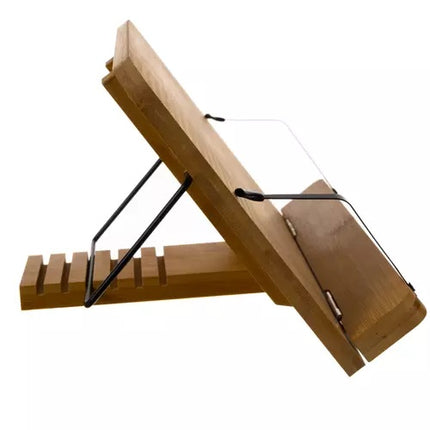 Boekensteun Bamboe – Duurzame Boekenstandaard en Tablet Houder - Houten Receptenboekhouder voor Keuken en Bureau