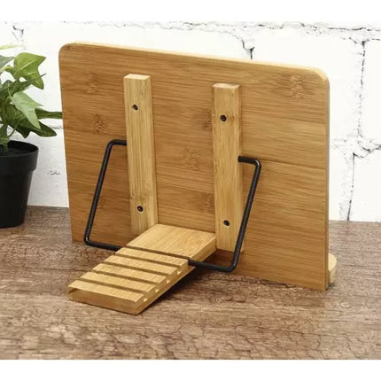 Boekensteun Bamboe – Duurzame Boekenstandaard en Tablet Houder - Houten Receptenboekhouder voor Keuken en Bureau