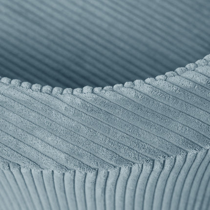Detailopname blauwe corduroy stof – zachte en geribbelde textuur