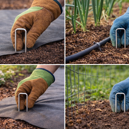 Grondpennen 10 Stuks 15 cm – Grondankers voor Antiworteldoek, Onkruiddoek, Worteldoek en Agrotextiel – Metalen U-Pinnen