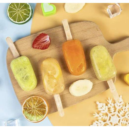 Ruhhy Siliconen IJsjesvorm – 4 IJsjes van 80 ml – Inclusief 50 Houten Stokjes – Flexibel & Herbruikbaar – Zwart