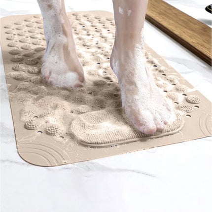 Ruhhy Anti-Slip Bad- & Douchemat – Beige – Massagefunctie, Zuignappen, Waterdicht, Snel Droog, 36 × 69 cm