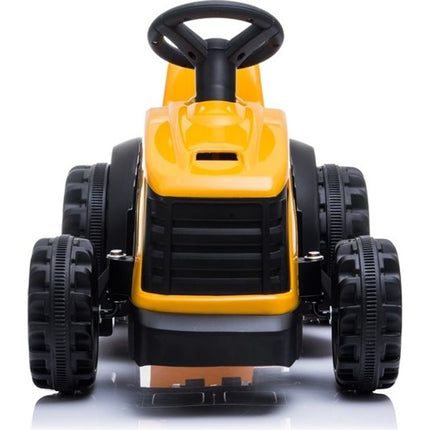 Elektrische kinder tractor geel met trailer - accu voertuig voor kinderen tot 25kg max 2 - 4km/h