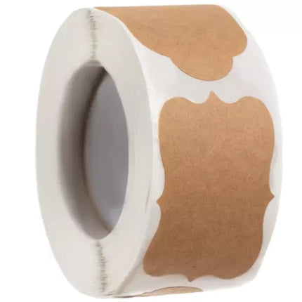 Ruhhy Zelfklevende Stickers – 300 stuks – Cadeaulabels & Etiketten – Lichtbruin – Papier op Rol – Voor Cadeaus, Potjes & Adventskalenders