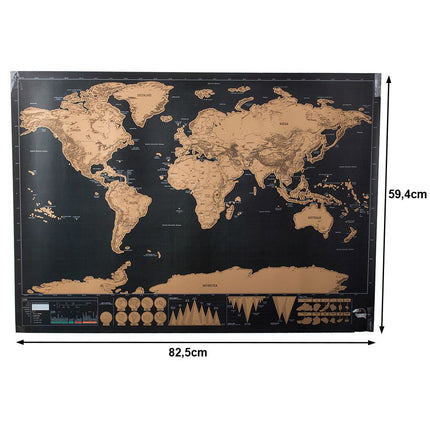 Scratch Map Deluxe XL – Kras Wereldkaart 82,5 x 59,4 cm – Reiskaart – Krasbare Wereldkaart – Inclusief Cadeaukoker – Educatief & Decoratief
