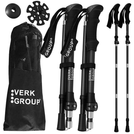 Opvouwbare Wandelstokken – Verstelbare Trekkingstokken – Nordic Walking Stokken – Anti-Shock – Aluminium – Set van 2 – Zwart