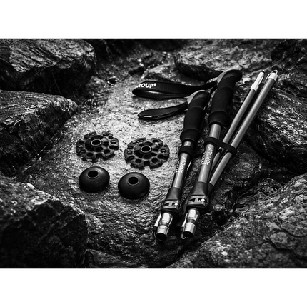 Opvouwbare Wandelstokken – Verstelbare Trekkingstokken – Nordic Walking Stokken – Anti-Shock – Aluminium – Set van 2 – Zwart