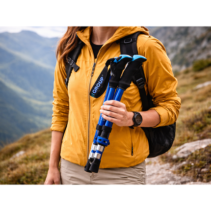 Opvouwbare Wandelstokken – Verstelbare Trekkingstokken – Nordic Walking Stokken – Anti-Shock – Aluminium – Set van 2 – Blauw