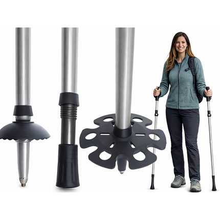 Opvouwbare Wandelstokken – Verstelbare Trekkingstokken – Nordic Walking Stokken – Anti-Shock – Aluminium – Set van 2 – Zilver