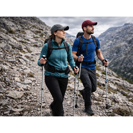 Opvouwbare Wandelstokken – Verstelbare Trekkingstokken – Nordic Walking Stokken – Anti-Shock – Aluminium – Set van 2 – Zilver
