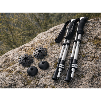 Opvouwbare Wandelstokken – Verstelbare Trekkingstokken – Nordic Walking Stokken – Anti-Shock – Aluminium – Set van 2 – Zilver