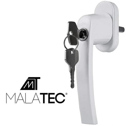 Malatec Vergrendelbare Raamkruk – Met Sleutel – Kinderveilig & Inbraakwerend – Universeel Links/Rechts – Wit