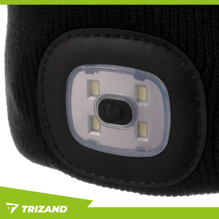 Trizand Wintermuts met LED-Zaklamp – USB Oplaadbaar – Unisex – Zwart – Dubbel Laags & Warm – Veilig in het Donker