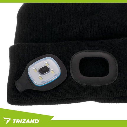 Trizand Wintermuts met LED-Zaklamp – USB Oplaadbaar – Unisex – Zwart – Dubbel Laags & Warm – Veilig in het Donker