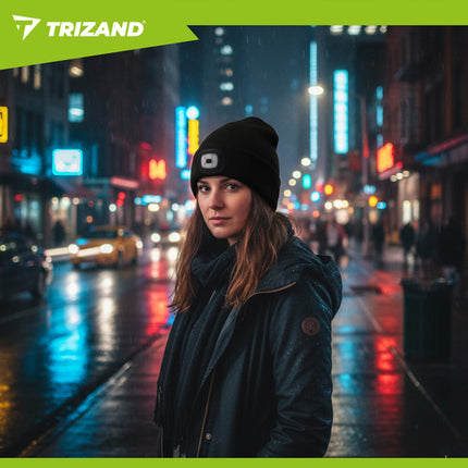 Trizand Wintermuts met LED-Zaklamp – USB Oplaadbaar – Unisex – Zwart – Dubbel Laags & Warm – Veilig in het Donker