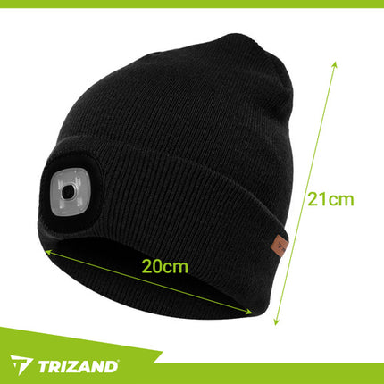 Trizand Wintermuts met LED-Zaklamp – USB Oplaadbaar – Unisex – Zwart – Dubbel Laags & Warm – Veilig in het Donker