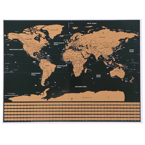 Malatec Scratch Map Deluxe Edition – Krasbare Wereldkaart 82.5 × 59.4 cm – Luxe Reiskaart met Accessoires, Stickers & Gouden Kraslaag