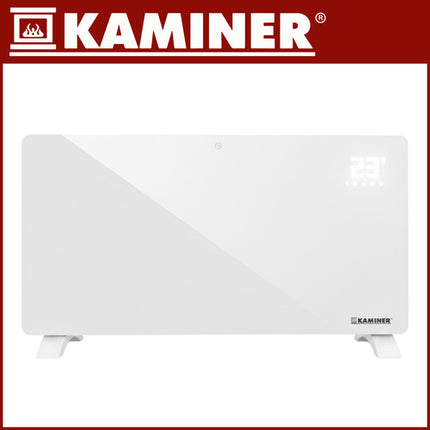 Kaminer Zelva Elektrische Glazen Verwarming – Wit – 2500W – WiFi & Afstandsbediening – Slimme Glazen Radiator