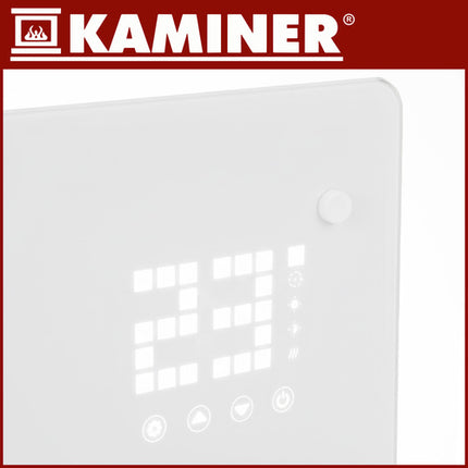 Kaminer Zelva Elektrische Glazen Verwarming – Wit – 2500W – WiFi & Afstandsbediening – Slimme Glazen Radiator