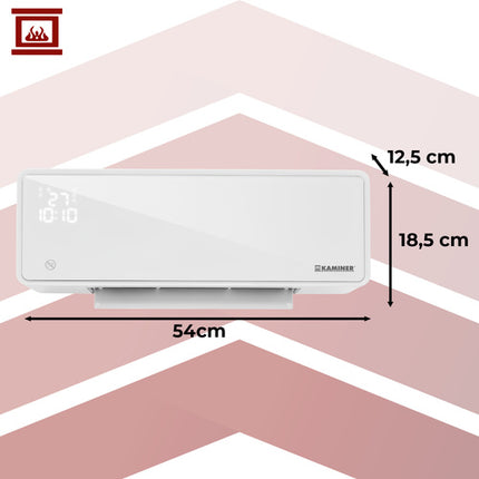 Kaminer Zelvion Elektrische Wandverwarming Wit – Slimme Luchtgordijnverwarming 2000W met WiFi, App & Afstandsbediening – Energiezuinig & Stil