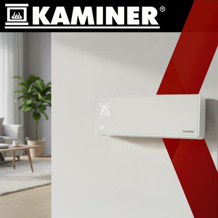 Kaminer Zelvion Elektrische Wandverwarming Wit – Slimme Luchtgordijnverwarming 2000W met WiFi, App & Afstandsbediening – Energiezuinig & Stil