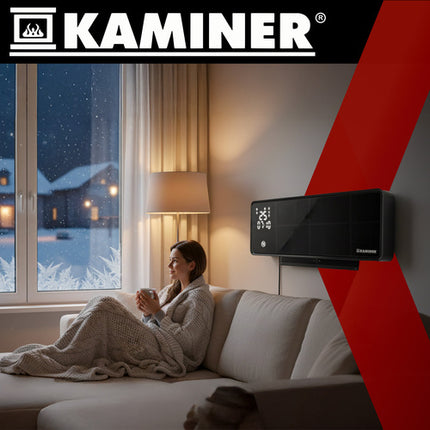 Kaminer Zelvion Elektrische Wandverwarming met LED-display & WiFi – Slimme Luchtgordijnverwarming 2000W met App & Afstandsbediening – Energiezuinig & Stil