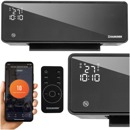 Kaminer Zelvion Elektrische Wandverwarming met LED-display & WiFi – Slimme Luchtgordijnverwarming 2000W met App & Afstandsbediening – Energiezuinig & Stil