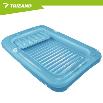 Trizand Luchtbed Zwembad 210 x 140 cm – Opblaasbaar Luchtmatras met Rugleuning & 2 Bekerhouders – Strand Luchtbed – Max. 150 kg