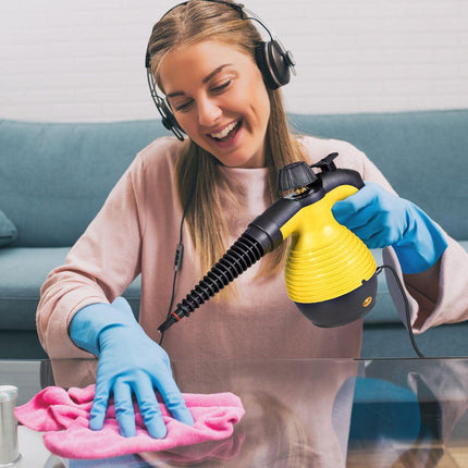 Trendmix Handstoomreiniger Geel – 1050W – 350 ml – 9-Delige Accessoireset – Veilig Ontwerp – Voor Keuken, Badkamer, Auto & Meer