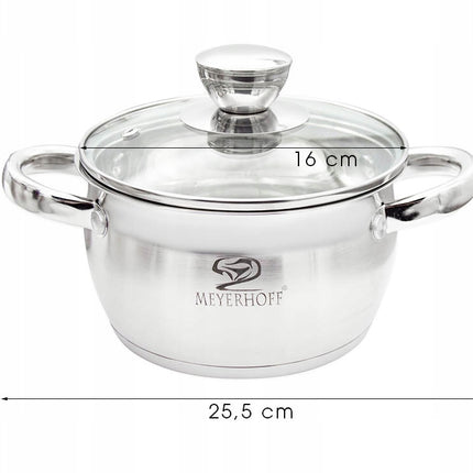 Kookpan 1,8 Liter RVS met Deksel – 16 cm Pan voor Inductie, Gas & Keramisch – Met Maatverdeling