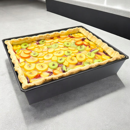Meyerhoff Bakery Rechthoekige Cakevorm – 27,5 x 22 x 6 cm – Non-Stick Bakvorm voor Cake, Brood & Gebak – Duurzame Stalen Broodbakvorm – Zwart Ovenaccessoire