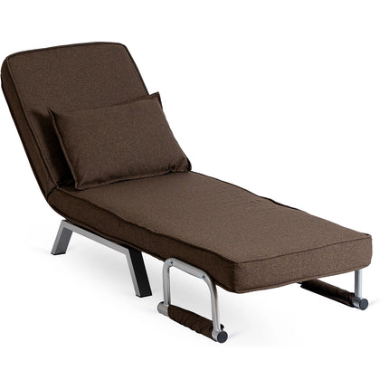 Mebel Elite Bart Luxe 3-in-1 Uitklapbare Slaapstoel Bruin - Inklapbare Slaapbank Met 5 Standen Verstelbare Rugleuning - Belastbaar Tot 125 kg - Moderne Slaapfauteuil - Logeerbed
