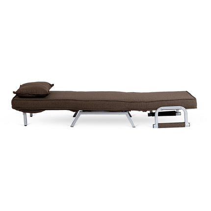 Mebel Elite Bart Luxe 3-in-1 Uitklapbare Slaapstoel Bruin - Inklapbare Slaapbank Met 5 Standen Verstelbare Rugleuning - Belastbaar Tot 125 kg - Moderne Slaapfauteuil - Logeerbed