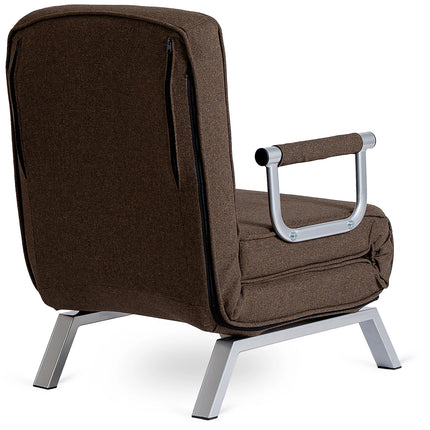 Mebel Elite Bart Luxe 3-in-1 Uitklapbare Slaapstoel Bruin - Inklapbare Slaapbank Met 5 Standen Verstelbare Rugleuning - Belastbaar Tot 125 kg - Moderne Slaapfauteuil - Logeerbed
