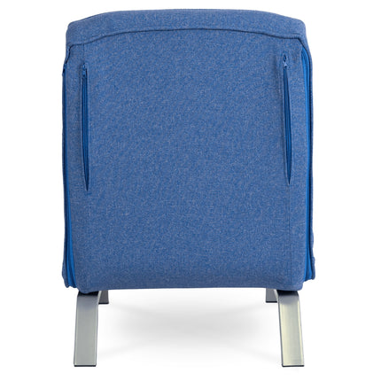 Mebel Elite Bart Luxe 3-in-1 Uitklapbare Slaapstoel Blauw - Inklapbare Slaapbank Met 5 Standen Verstelbare Rugleuning - Belastbaar Tot 125 kg - Moderne Slaapfauteuil - Logeerbed