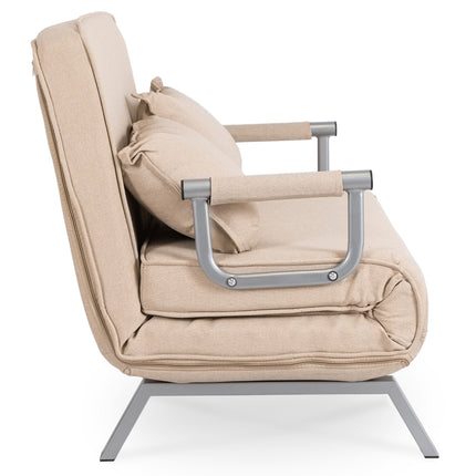 Mebel Elite Bart 2 Luxe 3-in-1 Uitklapbare Grote Slaapstoel Beige - Inklapbare Slaapbank Met 5 Standen Verstelbare Rugleuning - Belastbaar Tot 250 kg - Moderne Slaapfauteuil - Logeerbed
