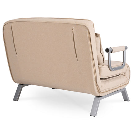 Mebel Elite Bart 2 Luxe 3-in-1 Uitklapbare Grote Slaapstoel Beige - Inklapbare Slaapbank Met 5 Standen Verstelbare Rugleuning - Belastbaar Tot 250 kg - Moderne Slaapfauteuil - Logeerbed