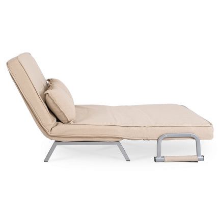 Mebel Elite Bart 2 Luxe 3-in-1 Uitklapbare Grote Slaapstoel Beige - Inklapbare Slaapbank Met 5 Standen Verstelbare Rugleuning - Belastbaar Tot 250 kg - Moderne Slaapfauteuil - Logeerbed