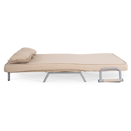 Mebel Elite Bart 2 Luxe 3-in-1 Uitklapbare Grote Slaapstoel Beige - Inklapbare Slaapbank Met 5 Standen Verstelbare Rugleuning - Belastbaar Tot 250 kg - Moderne Slaapfauteuil - Logeerbed