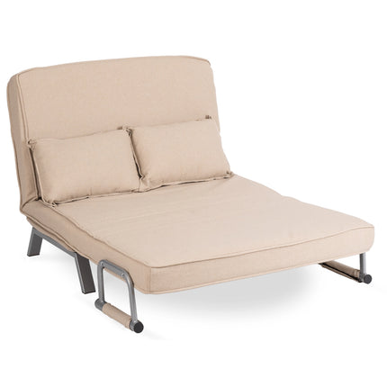 Mebel Elite Bart 2 Luxe 3-in-1 Uitklapbare Grote Slaapstoel Beige - Inklapbare Slaapbank Met 5 Standen Verstelbare Rugleuning - Belastbaar Tot 250 kg - Moderne Slaapfauteuil - Logeerbed