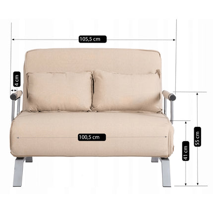 Mebel Elite Bart 2 Luxe 3-in-1 Uitklapbare Grote Slaapstoel Beige - Inklapbare Slaapbank Met 5 Standen Verstelbare Rugleuning - Belastbaar Tot 250 kg - Moderne Slaapfauteuil - Logeerbed