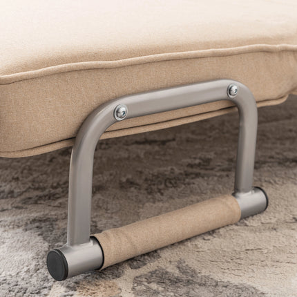 Mebel Elite Bart 2 Luxe 3-in-1 Uitklapbare Grote Slaapstoel Beige - Inklapbare Slaapbank Met 5 Standen Verstelbare Rugleuning - Belastbaar Tot 250 kg - Moderne Slaapfauteuil - Logeerbed