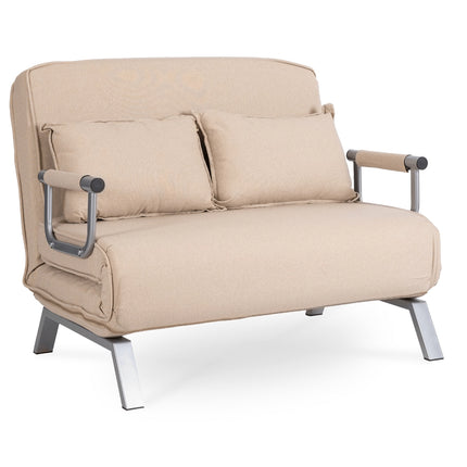 Mebel Elite Bart 2 Luxe 3-in-1 Uitklapbare Grote Slaapstoel Beige - Inklapbare Slaapbank Met 5 Standen Verstelbare Rugleuning - Belastbaar Tot 250 kg - Moderne Slaapfauteuil - Logeerbed