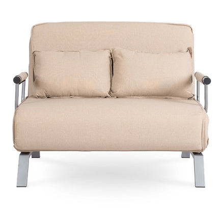 Mebel Elite Bart 2 Luxe 3-in-1 Uitklapbare Grote Slaapstoel Beige - Inklapbare Slaapbank Met 5 Standen Verstelbare Rugleuning - Belastbaar Tot 250 kg - Moderne Slaapfauteuil - Logeerbed