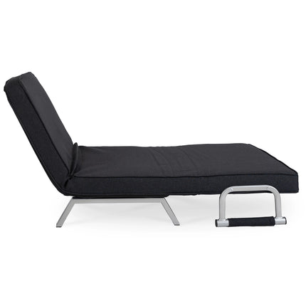 Mebel Elite Bart 2 Luxe 3-in-1 Uitklapbare Grote Slaapstoel Zwart - Inklapbare Slaapbank Met 5 Standen Verstelbare Rugleuning - Belastbaar Tot 250 kg - Moderne Slaapfauteuil - Logeerbed