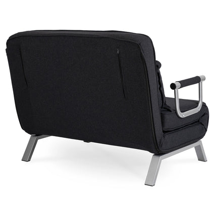 Mebel Elite Bart 2 Luxe 3-in-1 Uitklapbare Grote Slaapstoel Zwart - Inklapbare Slaapbank Met 5 Standen Verstelbare Rugleuning - Belastbaar Tot 250 kg - Moderne Slaapfauteuil - Logeerbed